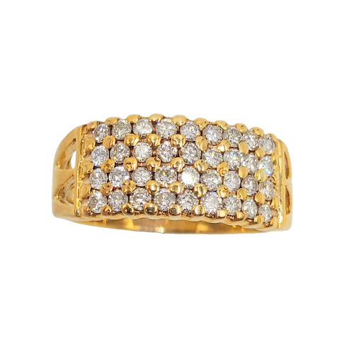 9ct Yellow Gold Pave Diamond Ring